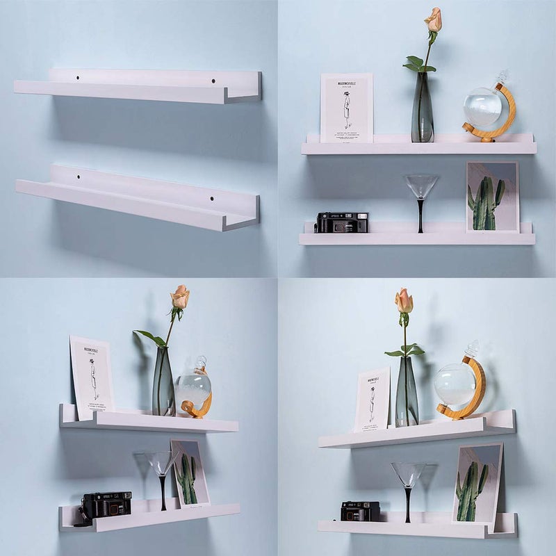AZSKY 24 Inch Picture Ledge Shelf Floating Shelves Wall Mounted Set of 2 White - Image 5